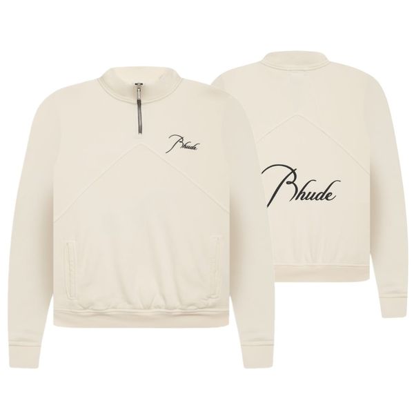 rhude quarte zip sweater off white