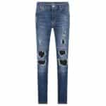 Malelions Ripped Biker Jeans Donker Blauw