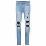 Malelions Ripped Biker Jeans Licht Blauw