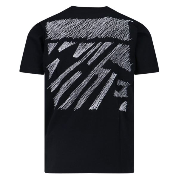 Off White Scribble Diagonal Over T-shirt Zwart
