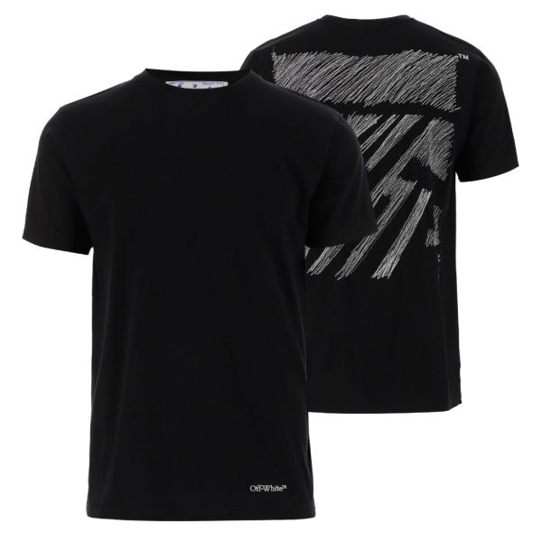 Off White Scribble Diagonal Over T-shirt Zwart