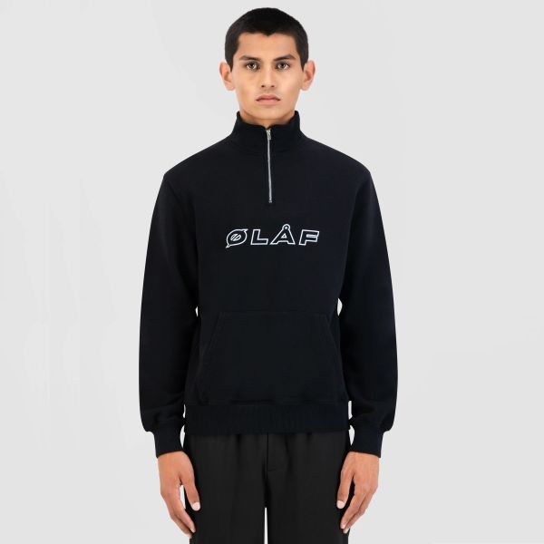 Olaf Italic Zip Mock Sweater Zwart