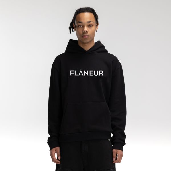 Flâneur Printed Logo Hoodie Zwart