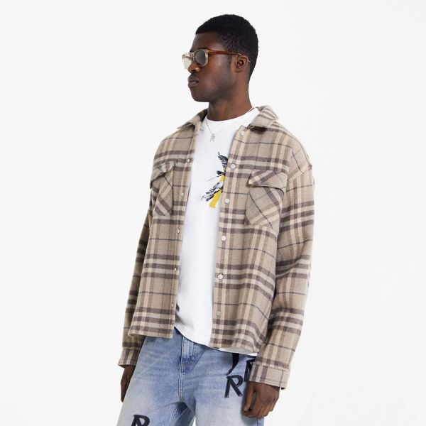 Represent Intial Print Flannel Overshirt Bruin