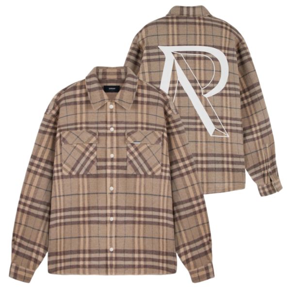 Represent Intial Print Flannel Overshirt Bruin