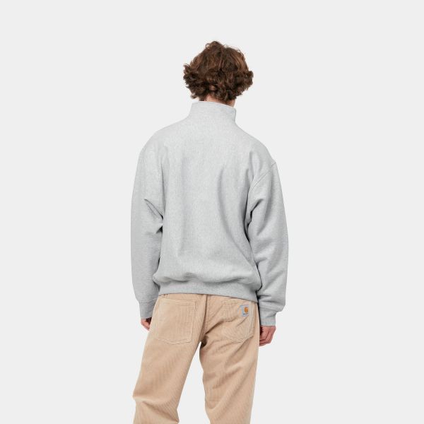 Carhartt Half Zip American Script Sweater Licht Grijs