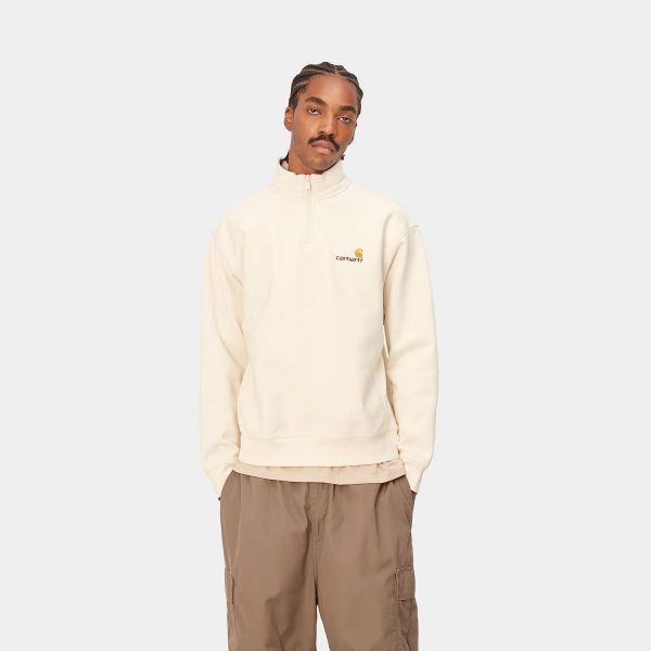 Carhartt Half Zip American Script Sweater Off White
