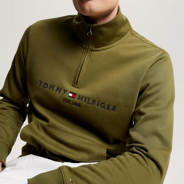 Tommy Hilfiger Logo Mockneck Sweater Groen