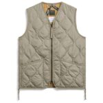 Taion Military Zip V Neck Down Vest Beige
