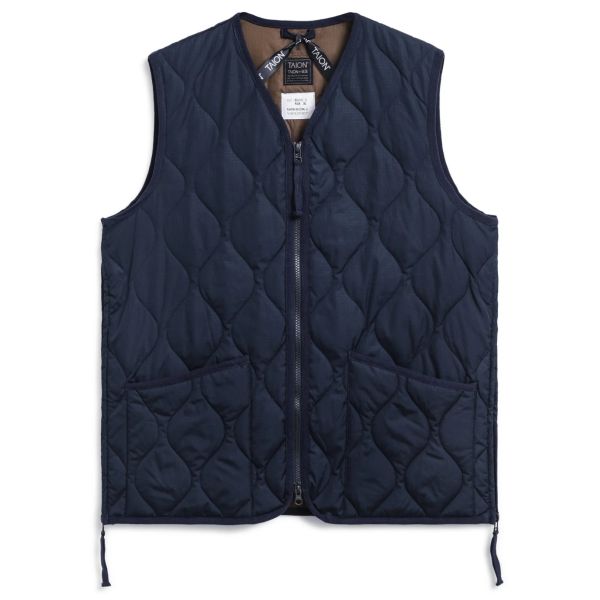 Taion Military Zip V Neck Down Vest Navy