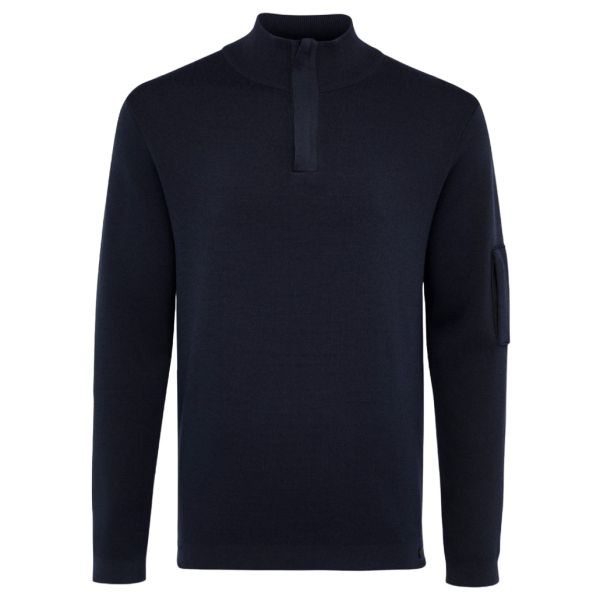 Genti Turtle Zip Sweater Navy