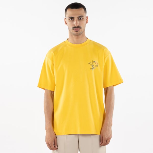 Drôle De Monsieur Slogan Esquisse T-shirt Geel