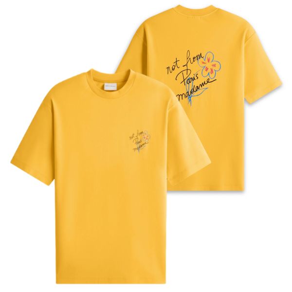 Drôle De Monsieur Slogan Esquisse T-shirt Geel