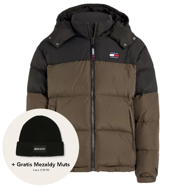 Tommy Jeans Alaska Colorblocked Puffer Donker Groen/Zwart