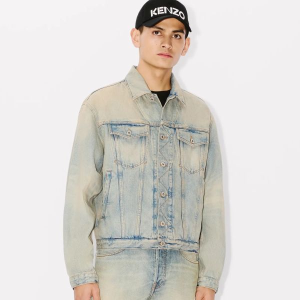 Kenzo Drawn Varsity Denim Trucker Spijkerjas Blauw