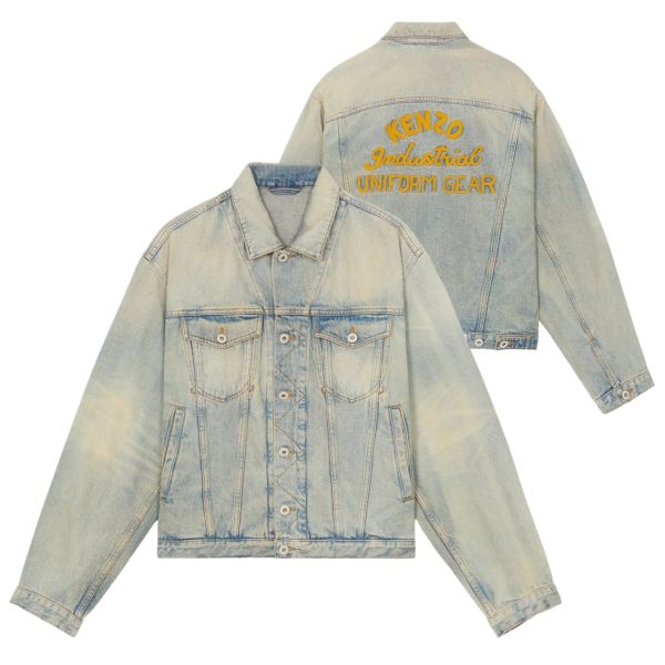 Kenzo Drawn Varsity Denim Trucker Spijkerjas Blauw