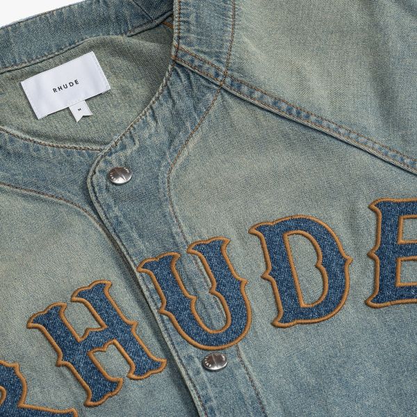 Rhude Baseball Denim Overhemd Blauw