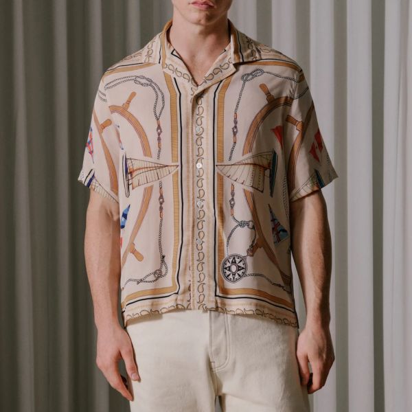 Rhude Nautica Silk Overhemd Beige