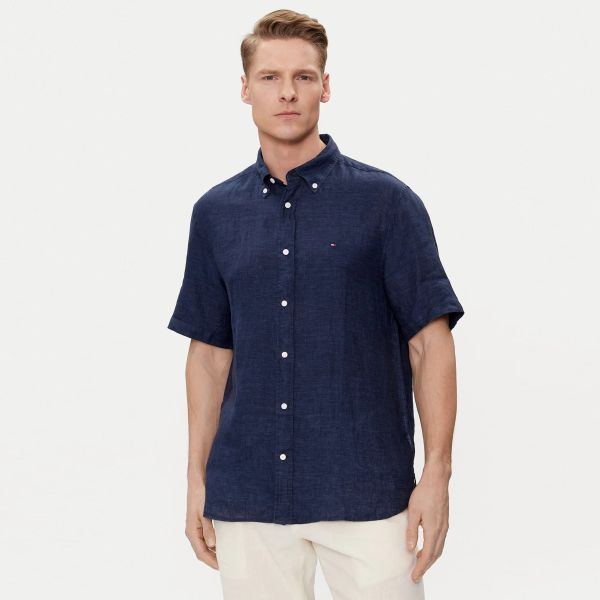 Tommy Hilfiger Pigment Dyed Linen Overhemd Navy