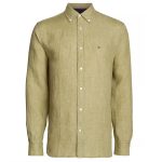 Tommy Hilfiger Pigment Dyed Solid Overhemd Donker Groen