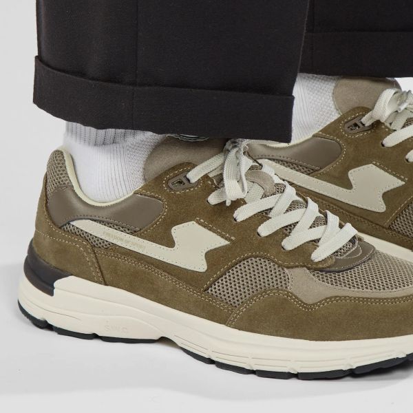 Stepney Workers Club Amiel S-Strike Suede Mix Sneaker Bruin