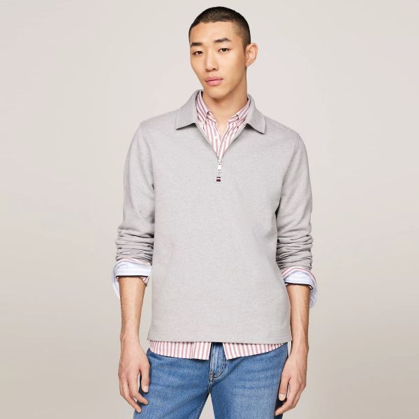 Tommy Hilfiger Terry Half Zip Sweater Grijs
