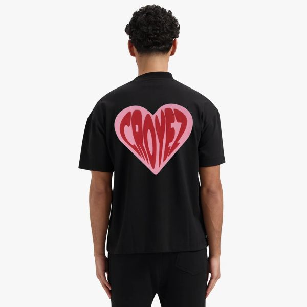 Croyez Puffed Heart T-shirt Zwart