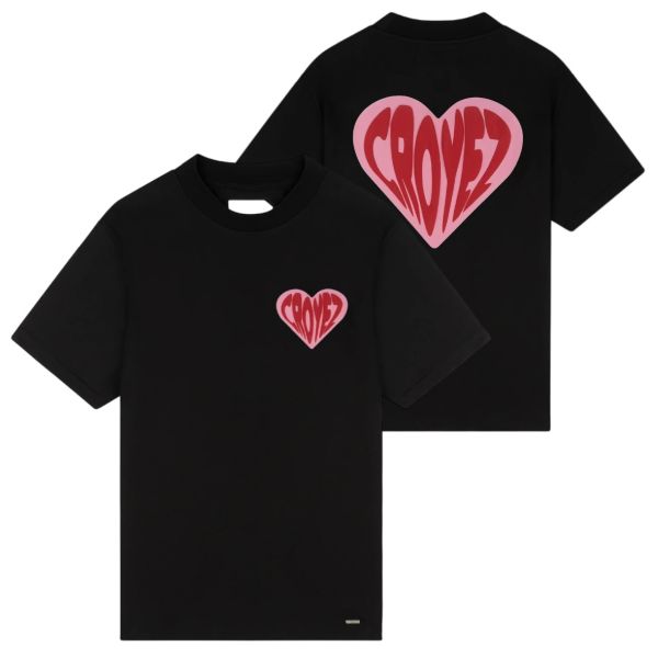 Croyez Puffed Heart T-shirt Zwart