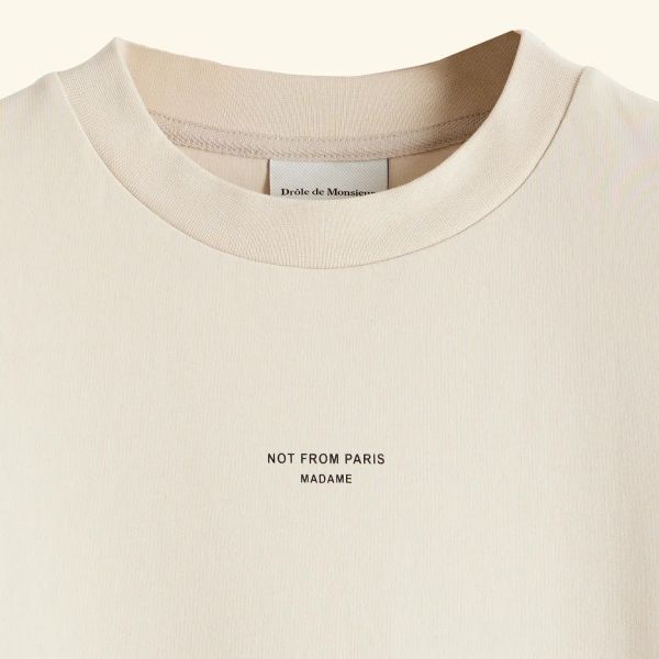 Drôle De Monsieur Slogan Classique T-shirt Beige