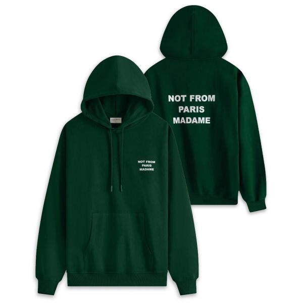 Drôle De Monsieur Slogan Hoodie Donker Groen