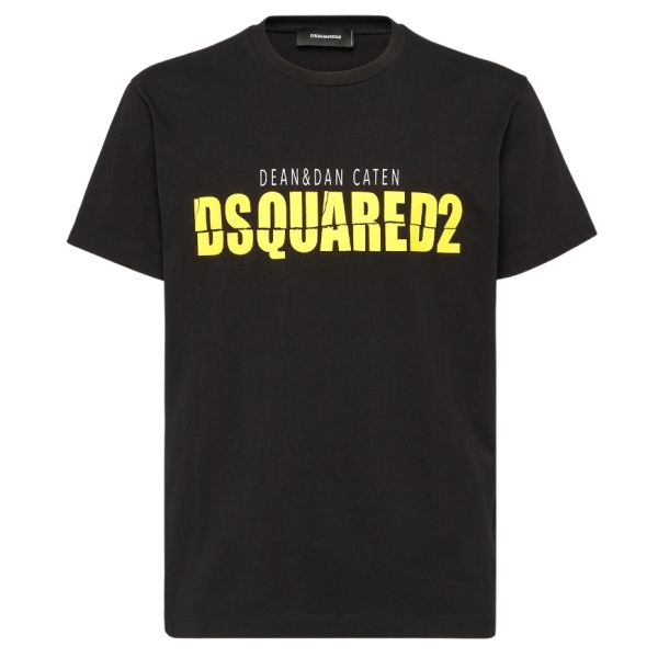 Dsquared2 Yellow Logo T-shirt Zwart