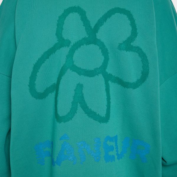 Flâneur Flower Doodle Zip-Up Vest Turquoise