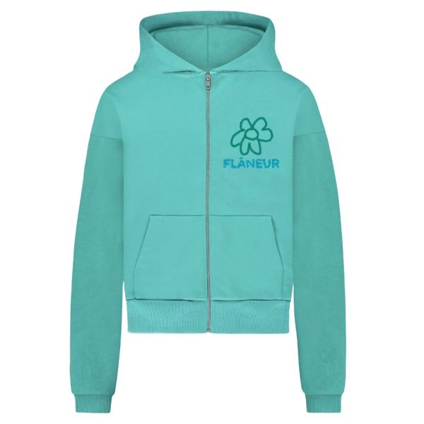 Flâneur Flower Doodle Zip-Up Vest Turquoise