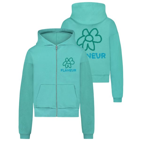 Flâneur Flower Doodle Zip-Up Vest Turquoise