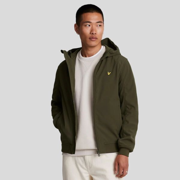 Lyle & Scott Fleece Back Softshell Jack Donker Groen