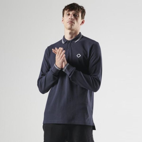 Ma.strum Double Tipped Longsleeve Polo Navy