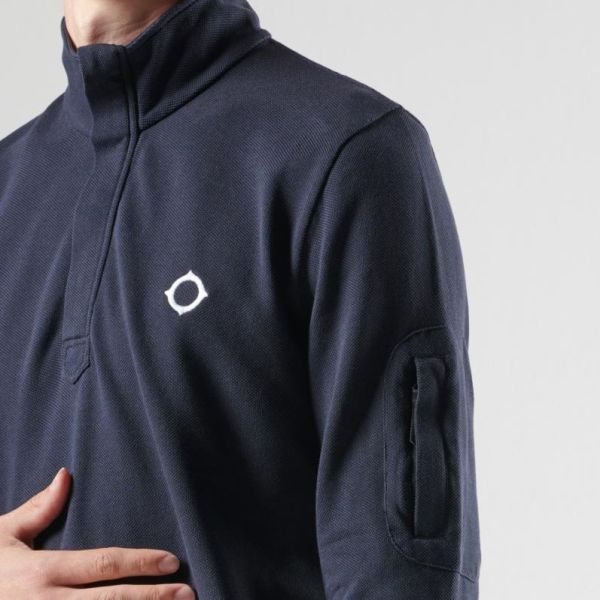 Ma.strum Funnel Longsleeve Polo Navy