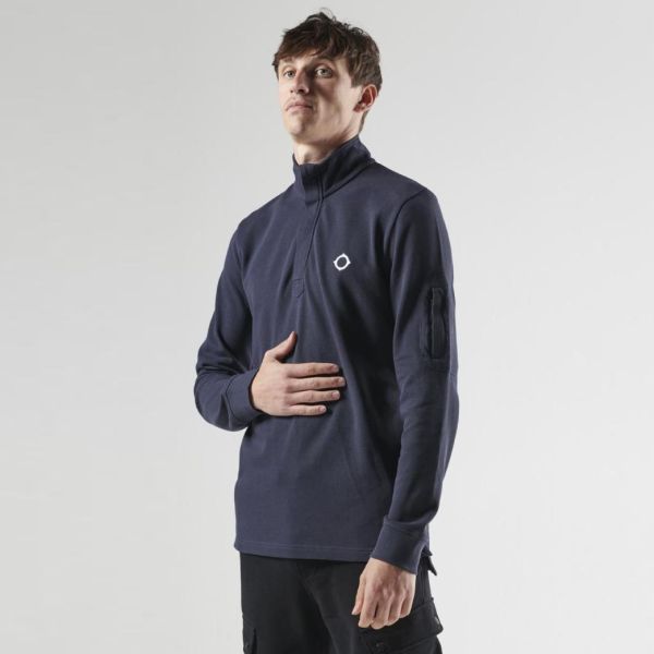 Ma.strum Funnel Longsleeve Polo Navy