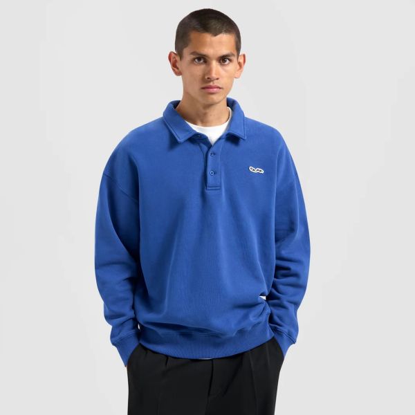 Olaf Oversized Longsleeve Polo Blauw