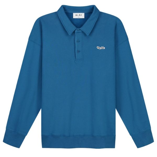 Olaf Oversized Longsleeve Polo Blauw