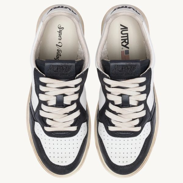Autry Super Vintage Medalist Low Sneaker Wit/Zwart