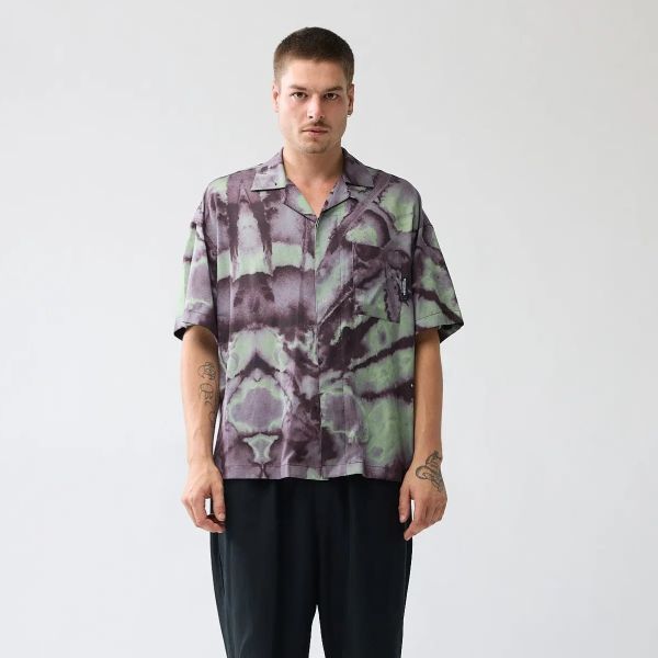 New Amsterdam Surf Association Aquarelle Layday Overhemd Paars/Groen