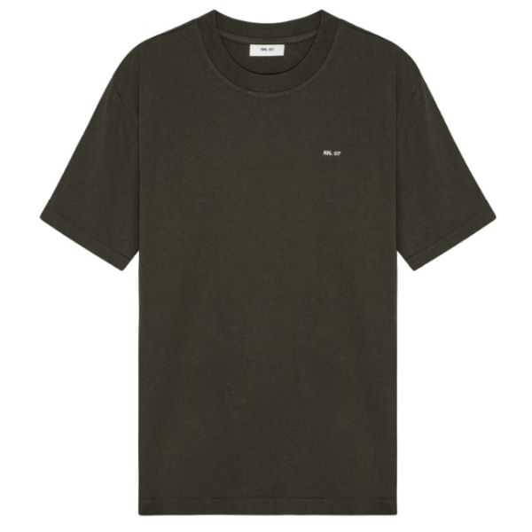 NN.07 Adam Emb T-shirt Donker Groen