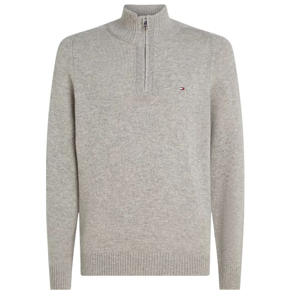 Tommy Hilfiger Wool Zip Mock Sweater Grijs