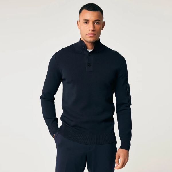 Genti Turtle 3 Buttons Sweater Navy