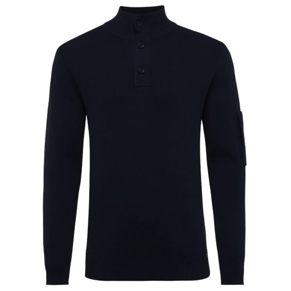 Genti Turtle 3 Buttons Sweater Navy