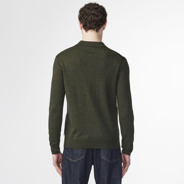 NN.07 Sergio Zip Longsleeve Polo Donker Groen