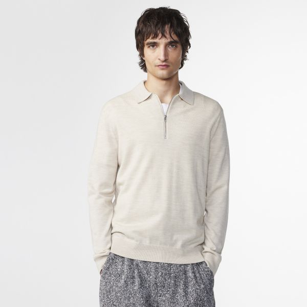 NN.07 Sergio Zip Longsleeve Polo Off White