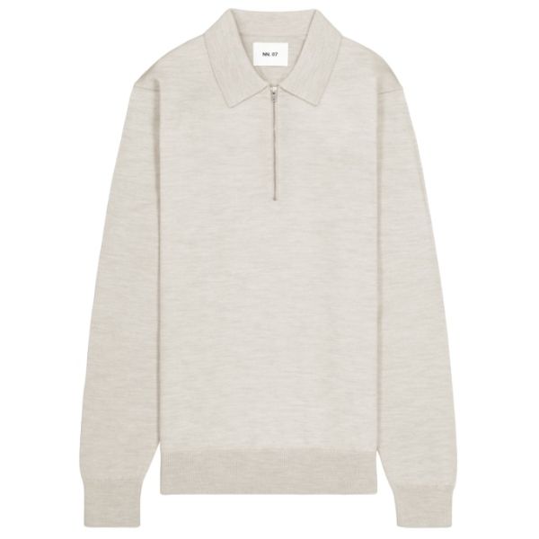NN.07 Sergio Zip Longsleeve Polo Off White