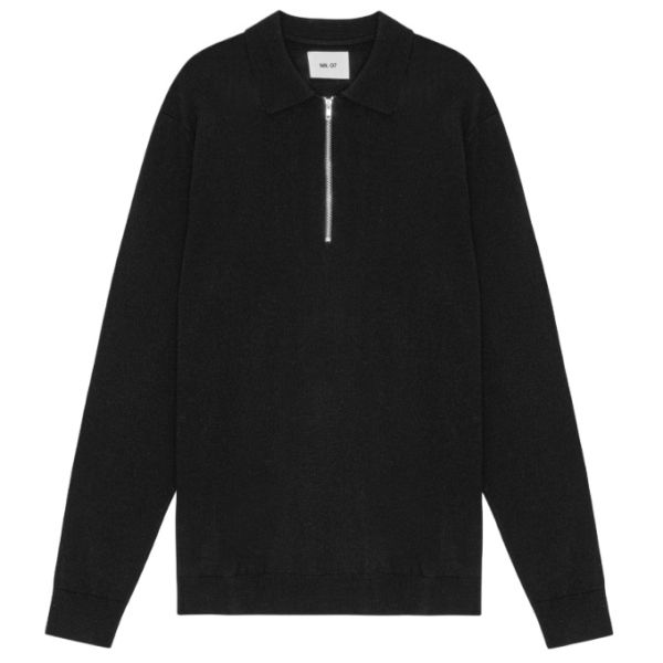 NN.07 Sergio Zip Longsleeve Polo Zwart